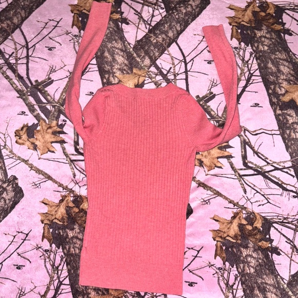 y2k style v neck coral knit sweater - Picture 4 of 5